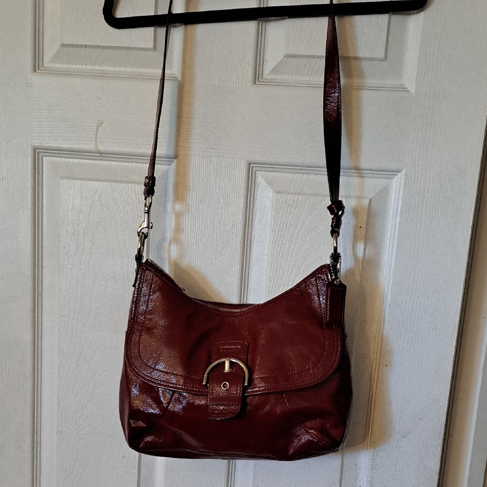 Coach Deep Red Leather Shoulder Bag